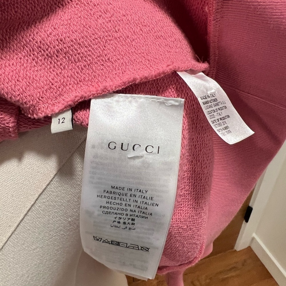 GUCCI | Pink Web Bow | Zip Hoodie | Girls 12 | Women's XS/S - Picture 8 of 15